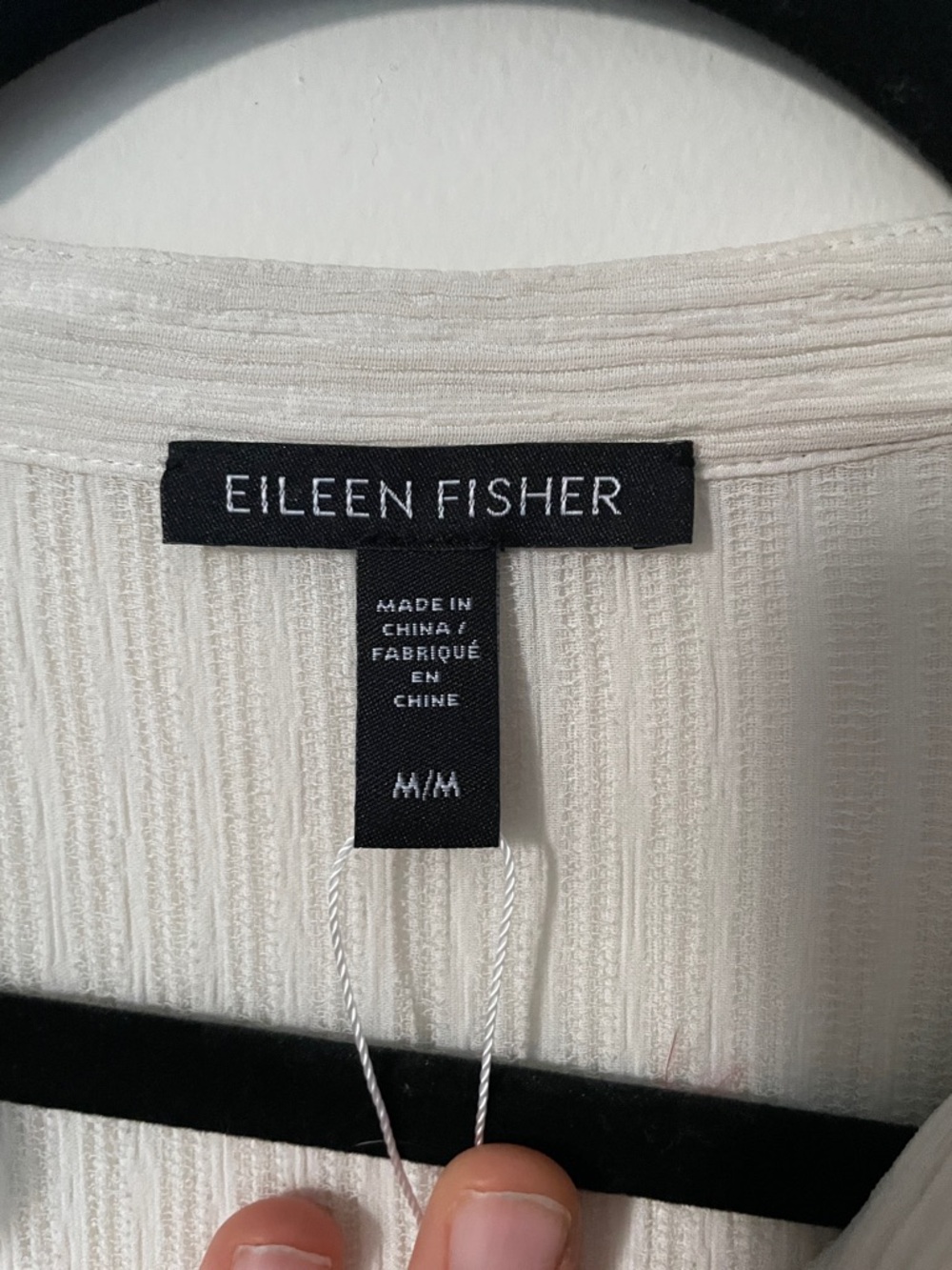 Eileen Fisher Ivory Button-Front Long Sleeve Tunic 100% silk - Picture 6 of 8